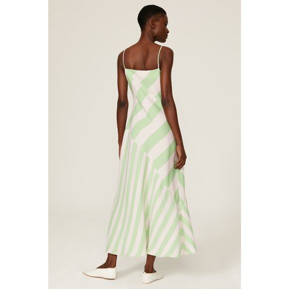 Saunders Collective Mint Imman Striped Sleeveless V-Neck Slip Midi Dress Size 12 - Picture 3 of 13
